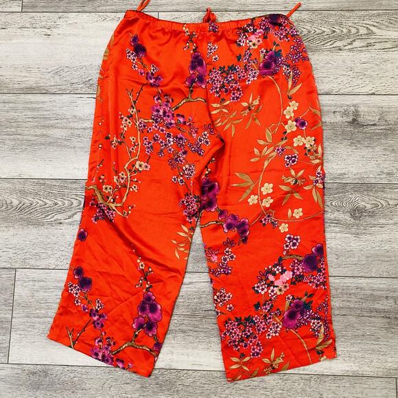 Natori Pants Womens Large Red Floral Print Lounge Sleepwear Drawstring Waist - Picture 2 of 8